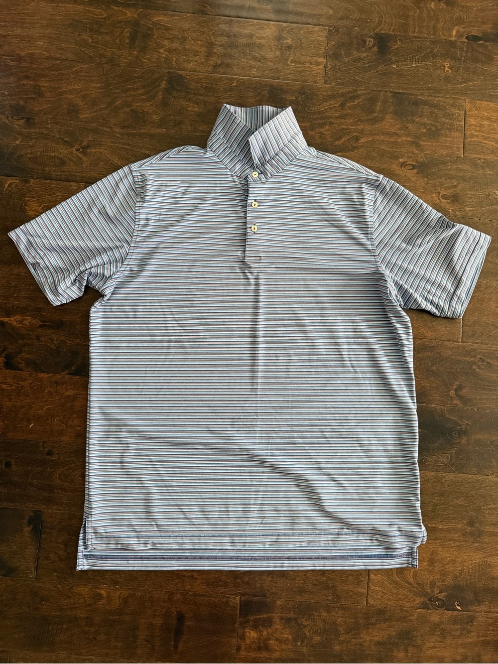 Peter Millar Blue and White Striped Polo